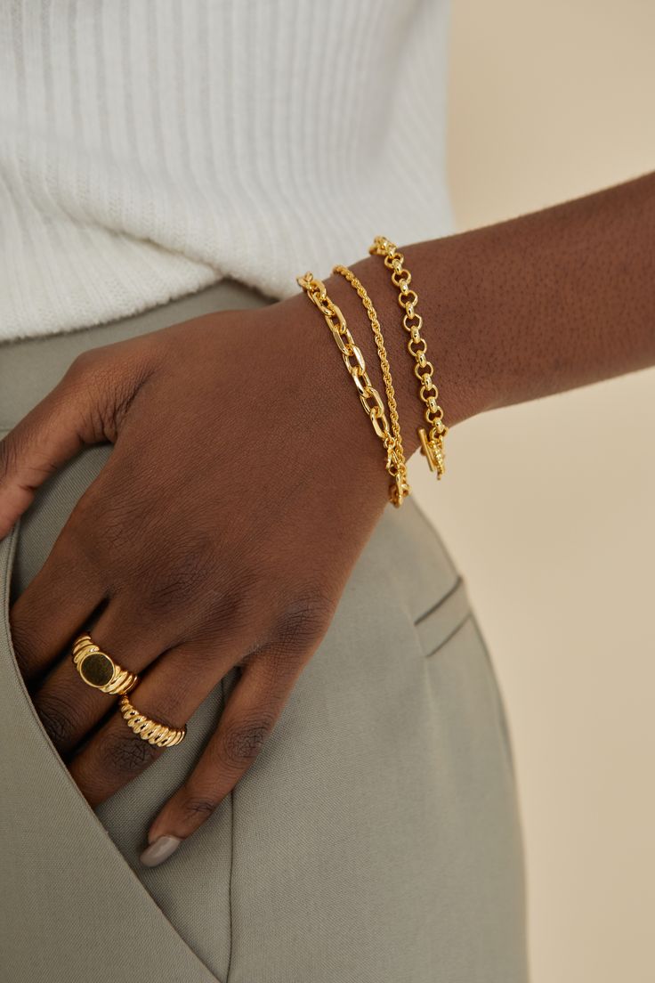 Bracelets worn on wrist and rings worn on finger