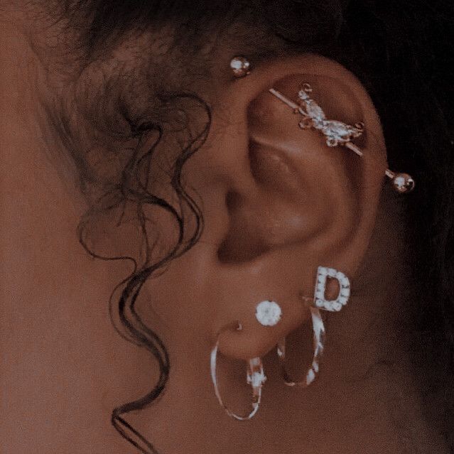 Silver ear piercings
