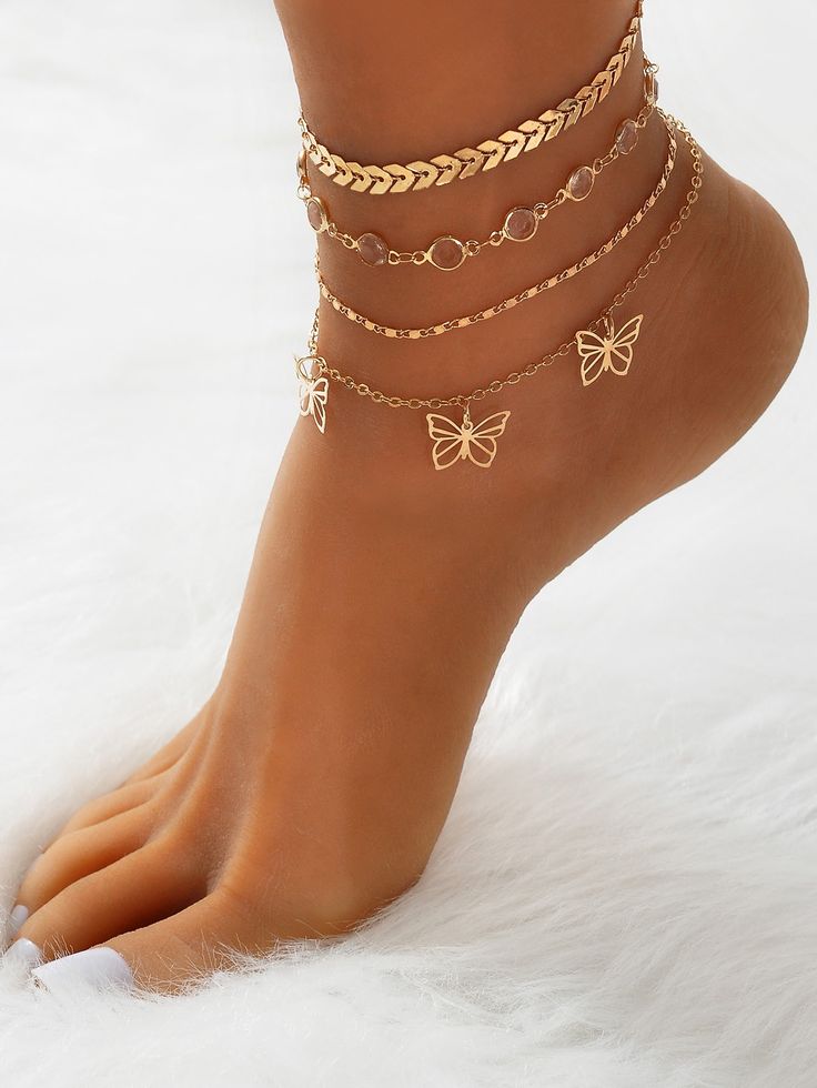 Multiple anklets worn on ankle